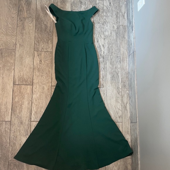 Azazie Dresses & Skirts - Azazie Off the shoulder Bridesmaid Dress in dark green